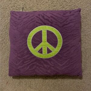 Y2K Purple Zebra Peace Sign Pillow